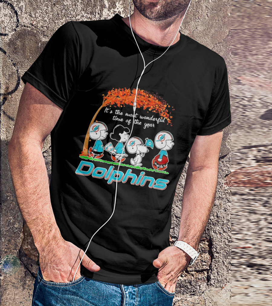Peanuts Miami Dolphins It's The Most Wonderful Time Of The Year Halloween 2026 T-Shirt