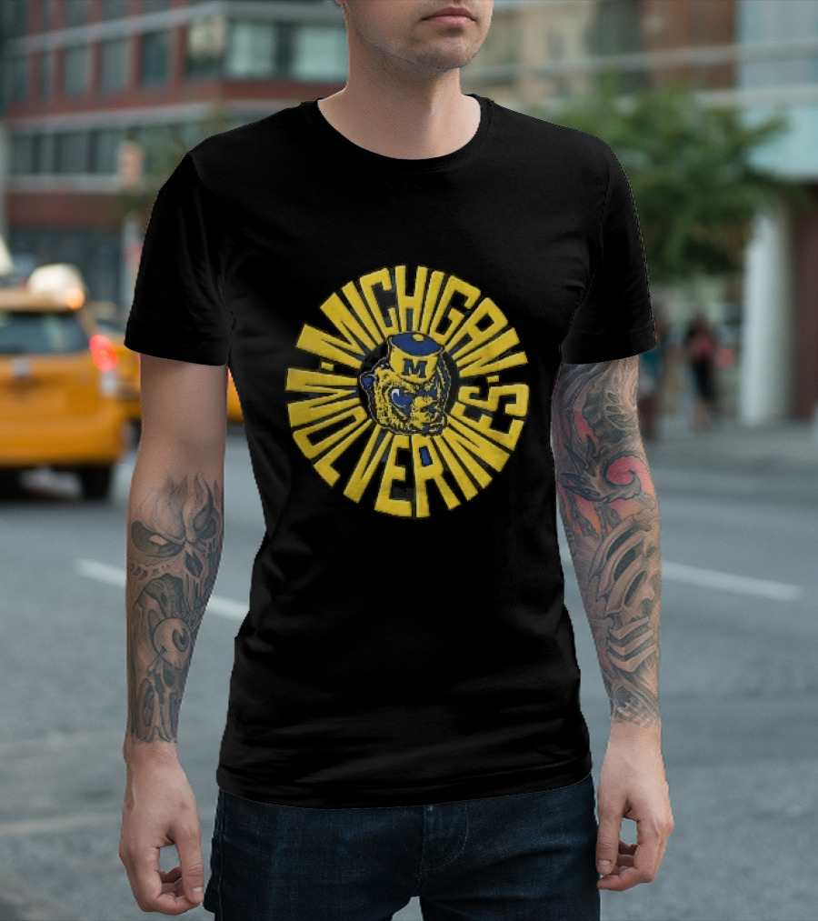 Michigan Wolverines NCAA Sailor Cap Radial Vintage Look T-Shirt