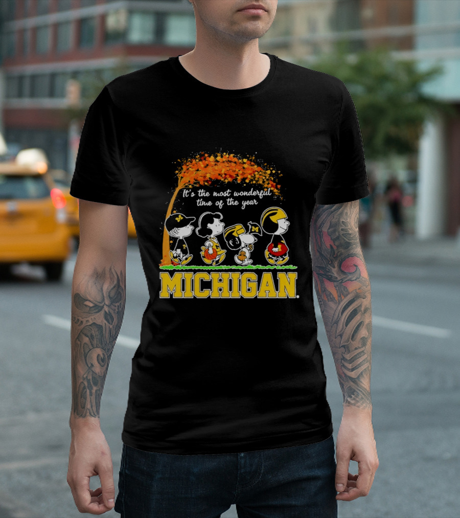 Michigan Wolverines Peanuts Halloween It's The Most Wonderful Time 2026 T-Shirt