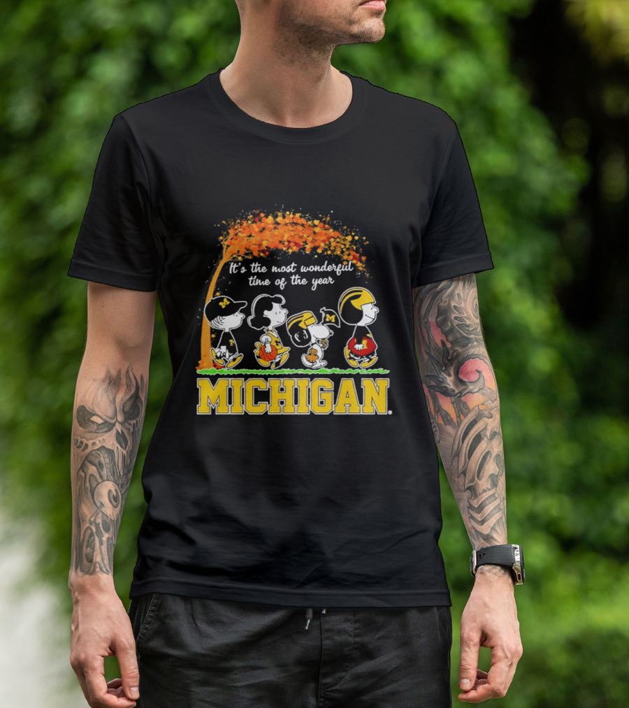 Michigan Wolverines Peanuts Halloween It's The Most Wonderful Time 2026 T-Shirt