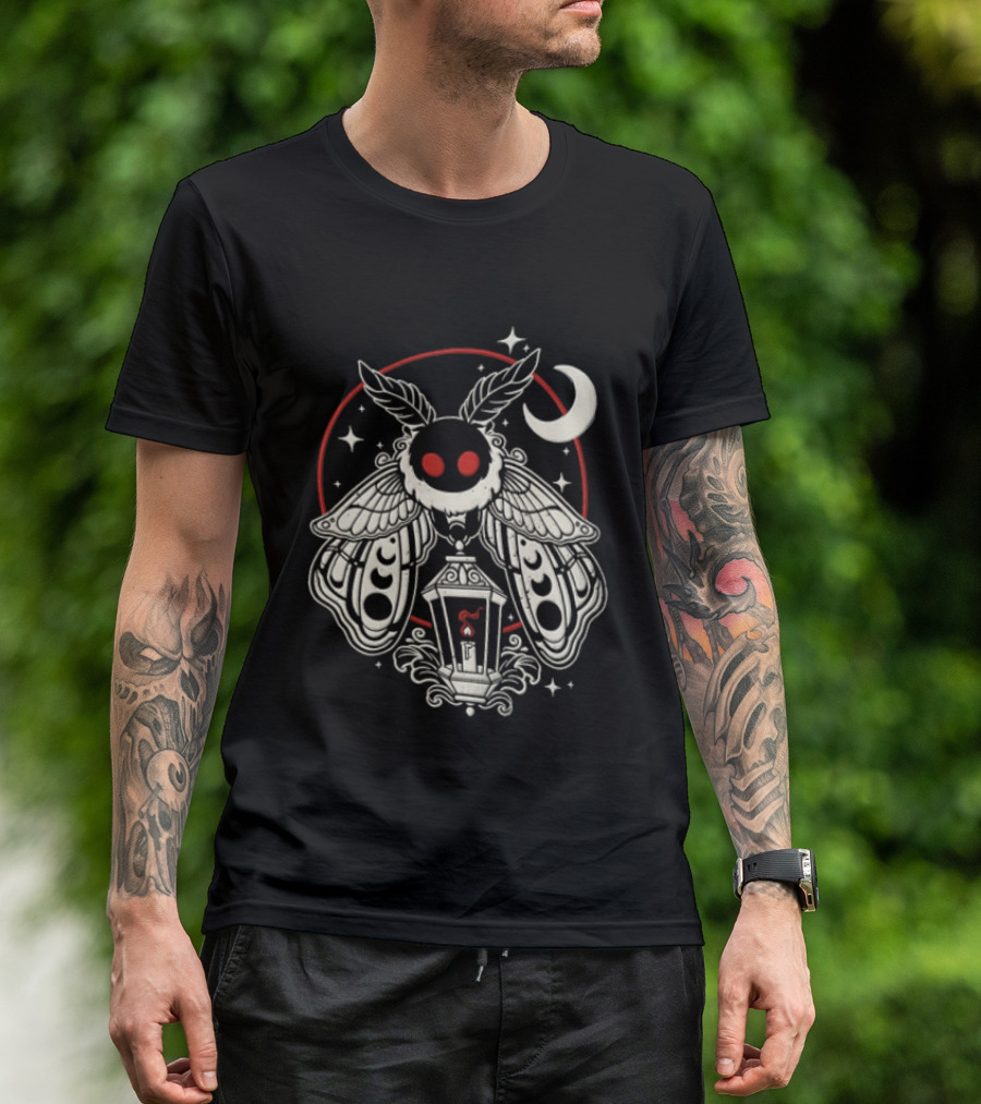 Mothman Lantern Moon Stars T-Shirt