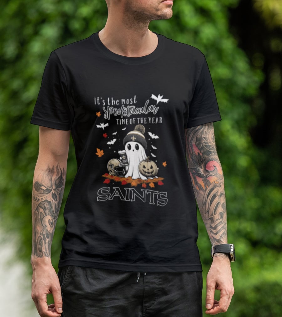 New Orleans Saints Halloween Spooktacular Ghost Helmet Pumpkin T-Shirt