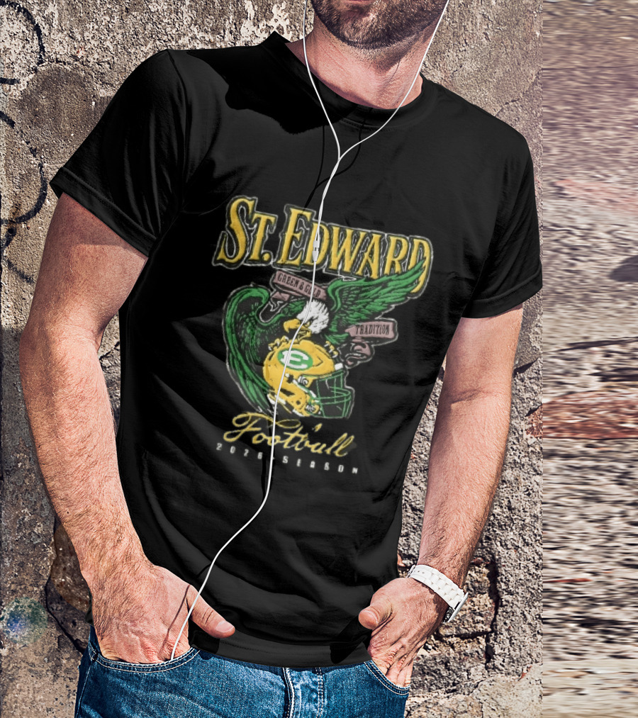 St Edward Green And Gold Tradition Football 2026 Season Eagle Helmet T-Shirt