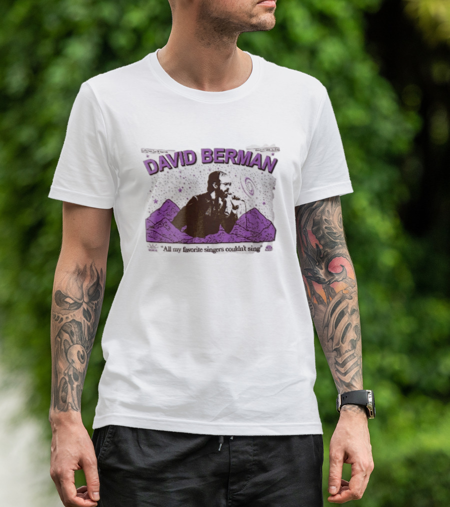 David Berman 1967 2019 All My Favorite Singers Couldnt Sing Microphone Mountains Galaxy Stars Halftone T-Shirt