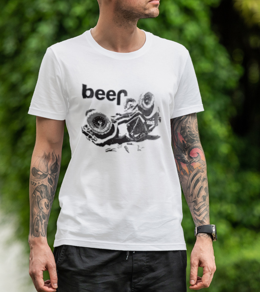 Beer Overturned Off Road Vehicle Offbeat Humor T-Shirt