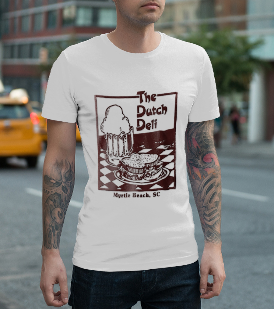 The Dutch Deli Myrtle Beach SC Beer Sandwich Checkered T-Shirt