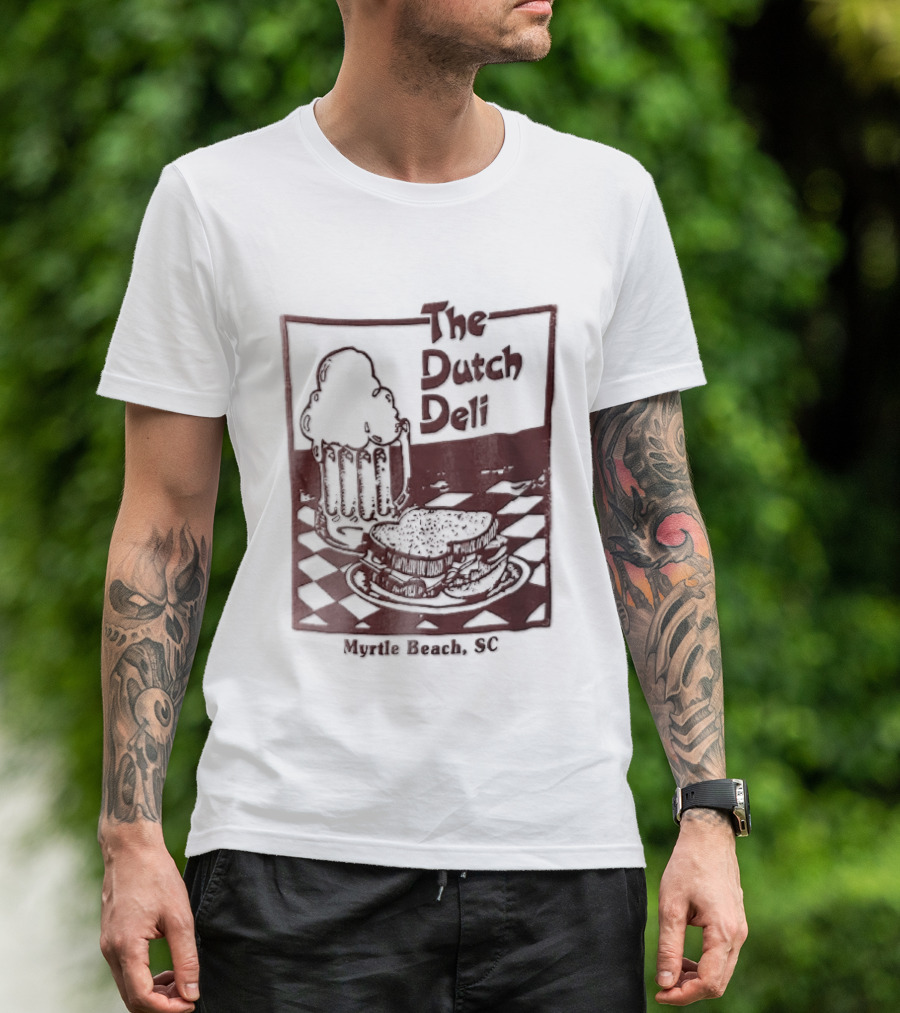 The Dutch Deli Myrtle Beach SC Beer Sandwich Checkered T-Shirt