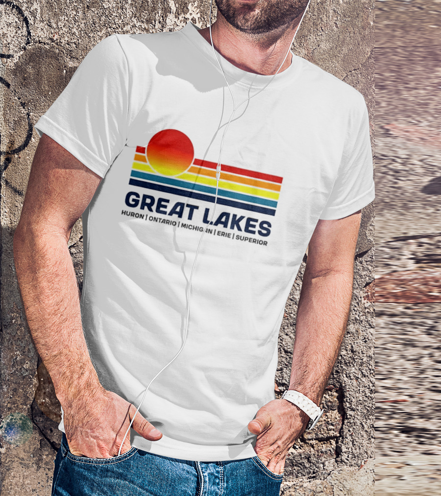 Great Lakes Huron Ontario Michigan Erie Superior Sunset T-Shirt