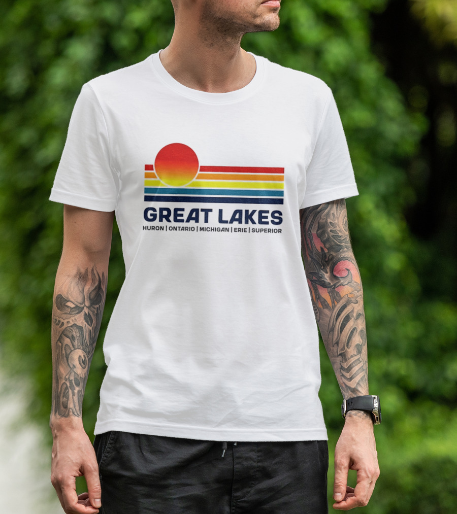 Great Lakes Huron Ontario Michigan Erie Superior Sunset T-Shirt