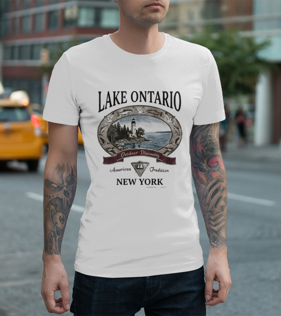 Lake Ontario New York Outdoor Discovery American Tradition 90s Nostalgia Camping Boating Fishing T-Shirt