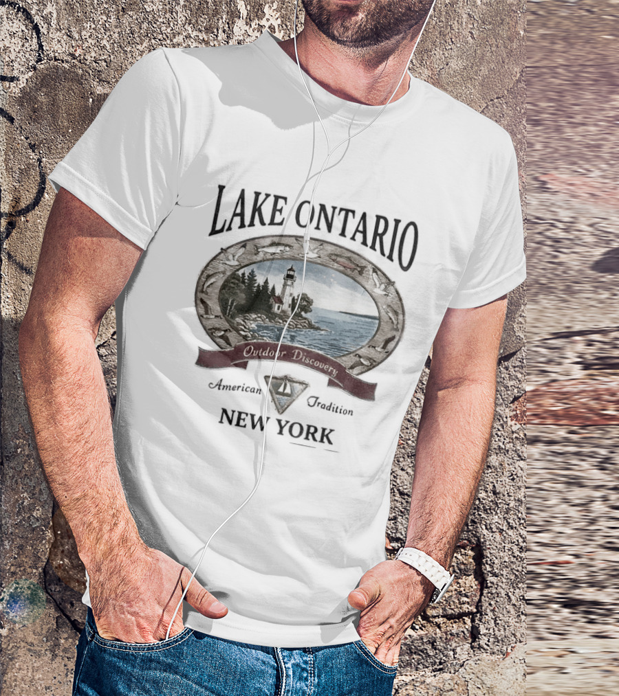 Lake Ontario New York Outdoor Discovery American Tradition 90s Nostalgia Camping Boating Fishing T-Shirt