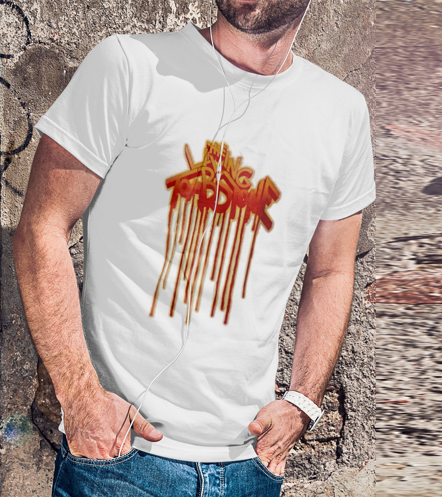 The Living Tombstone Red Orange Dripping Graffiti Font T-Shirt