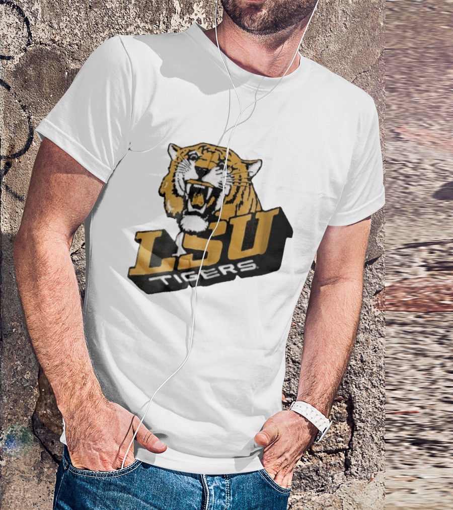 Louisiana State LSU Tigers Roaring 3D Block NCAA T-Shirt