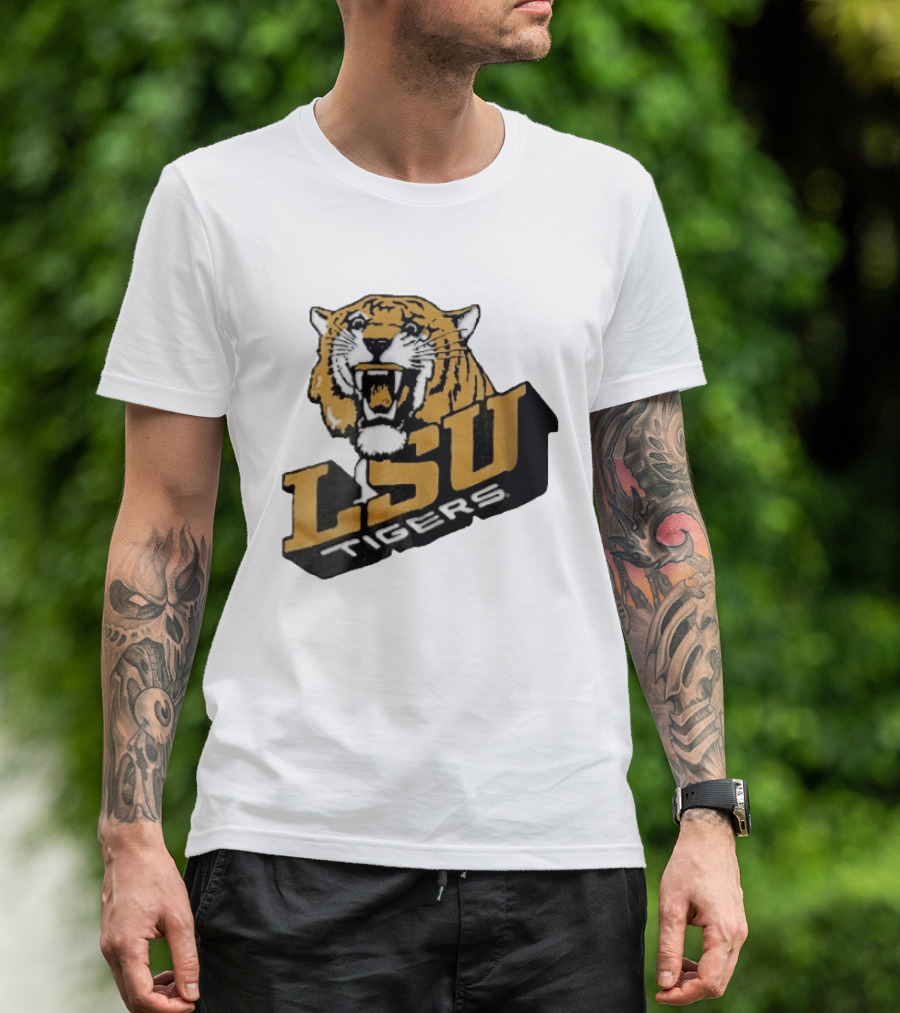 Louisiana State LSU Tigers Roaring 3D Block NCAA T-Shirt