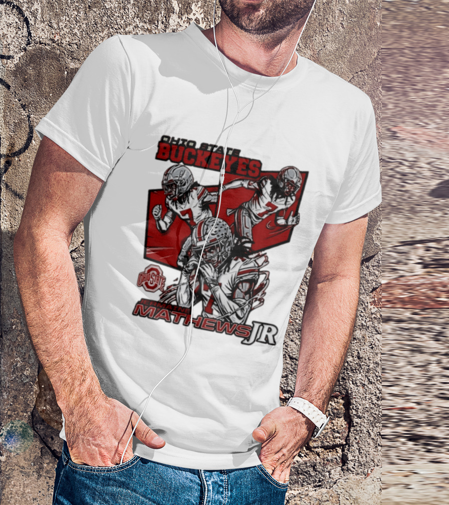 Ohio State Buckeyes Jermaine Mathews Jr. Comic Football Action T-Shirt