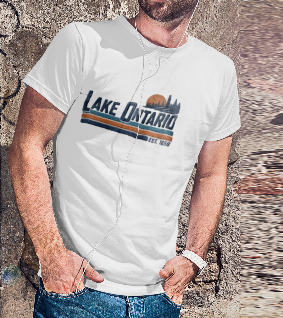 Lake Ontario Sunset Lighthouse EST 1656 Pine Trees T-Shirt