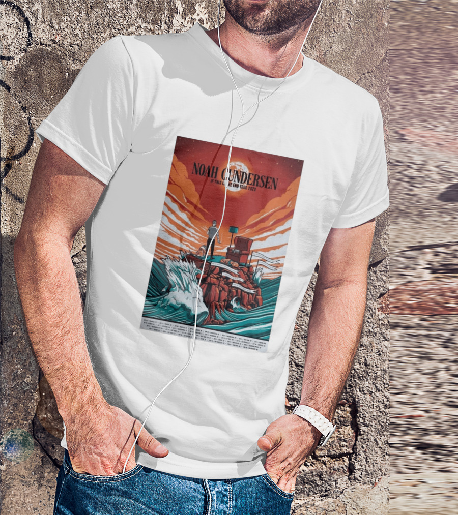 Noah Gundersen If This Is The End Tour 2023 Dramatic Ocean Waves Red Sky T-Shirt