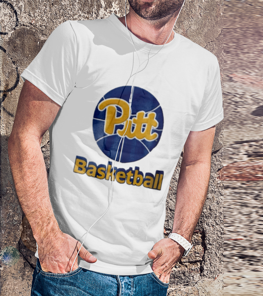 Pittsburgh Panthers Pitt Basketball Blue Sphere Yellow Script NCAA 3D T-Shirt
