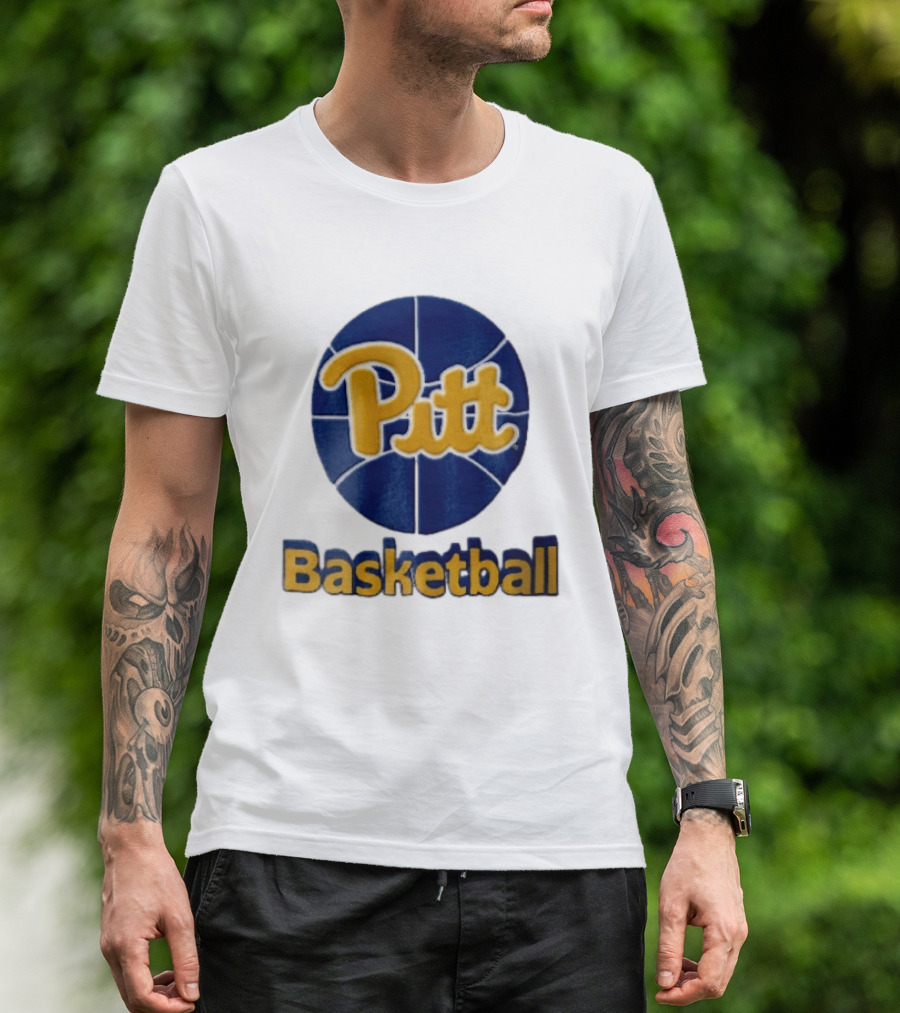 Pittsburgh Panthers Pitt Basketball Blue Sphere Yellow Script NCAA 3D T-Shirt