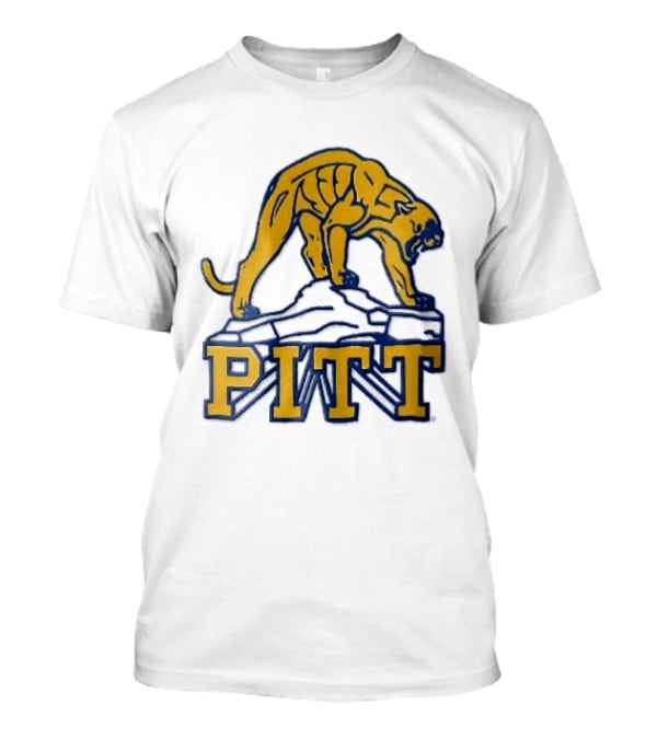 Pittsburgh Panthers Pitt Gold Panther Standing On Rock T-Shirt