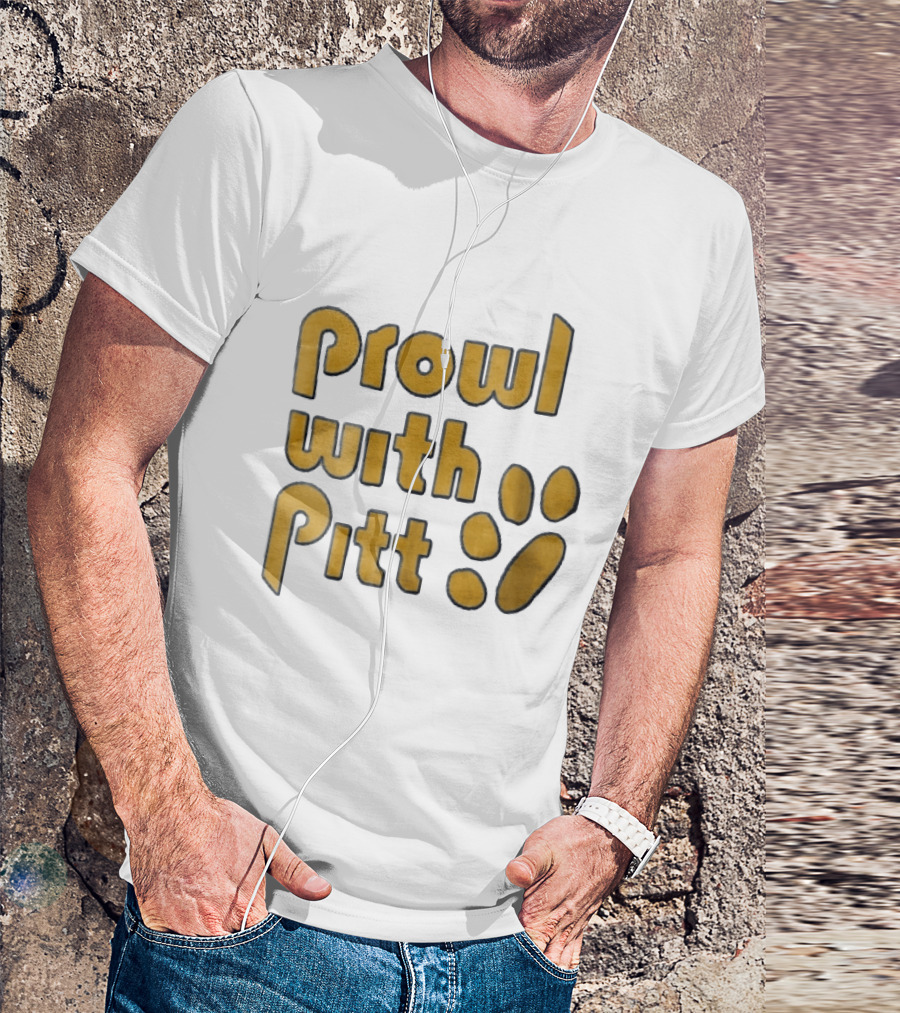 Pitt Panthers Prowl With Pitt Textured Gold Paw T-Shirt