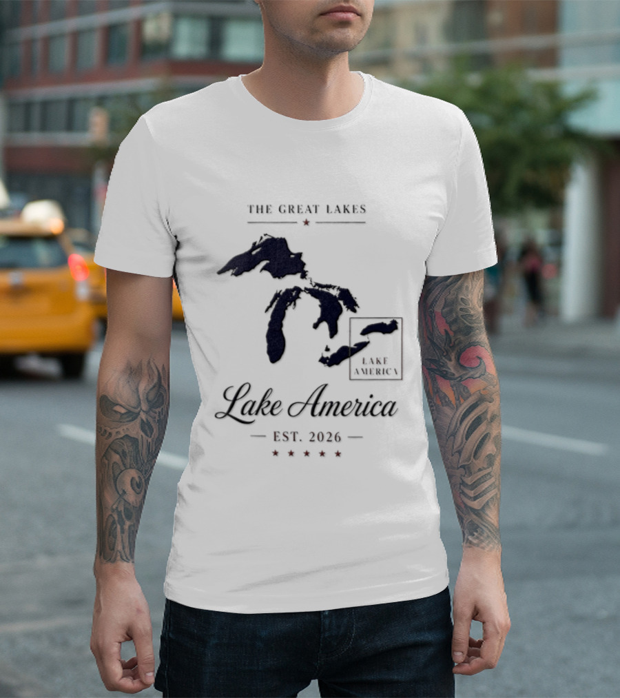 The Great Lakes Lake America Est 2026 Map T-Shirt