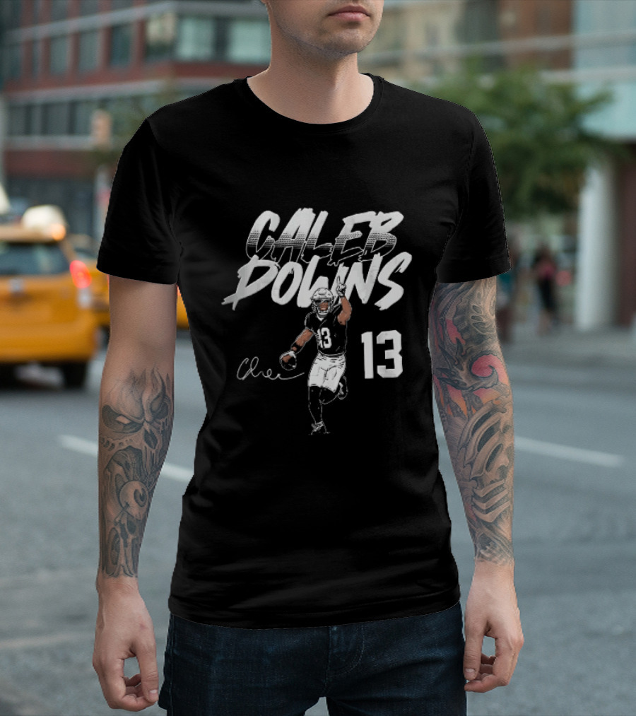 Caleb Downs 13 NCAA Football Player Signature Pointing Finger Vector T-Shirt