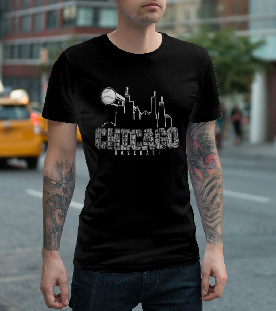 Chicago Skyline Baseball Windy City Searchlight T-Shirt