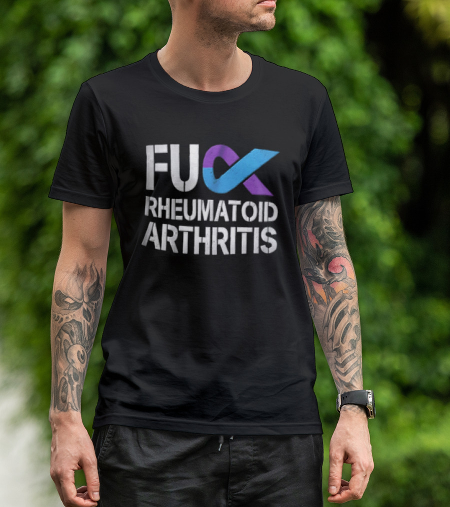 Fuck Rheumatoid Arthritis Purple Blue Awareness Ribbon T-Shirt