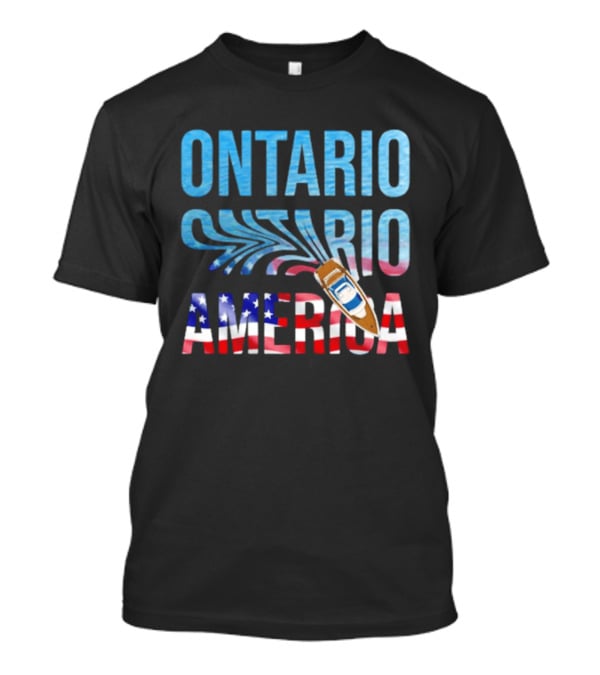 Lake Ontario To America Boat Journey With American Flag T-Shirt