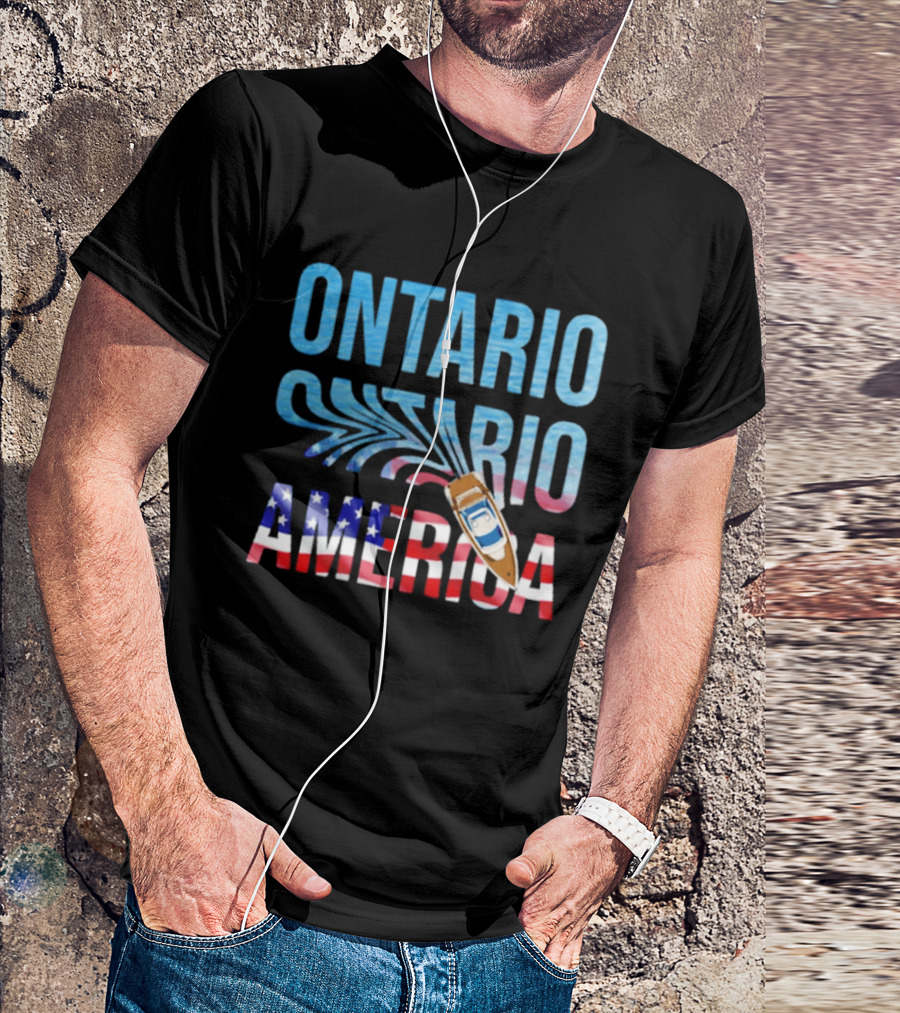Lake Ontario To America Boat Journey With American Flag T-Shirt
