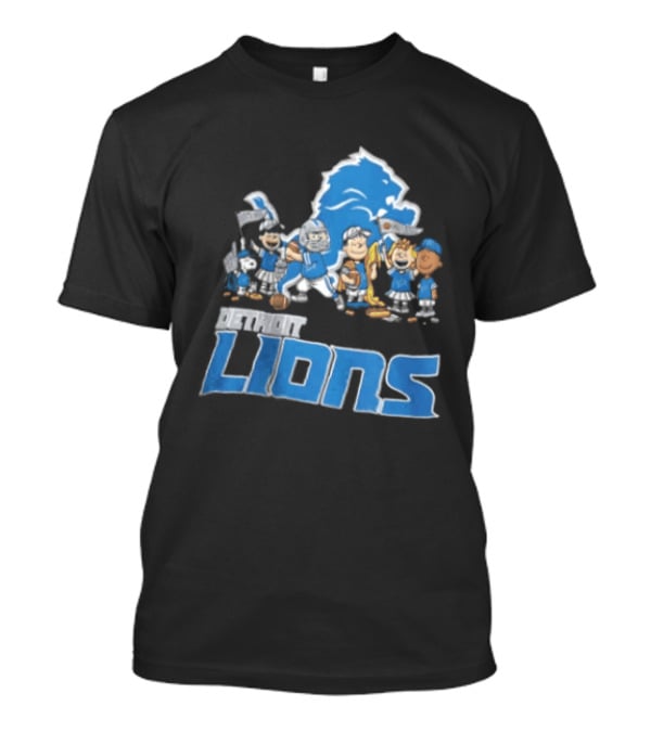 Detroit Lions Charlie Brown Lucy Van Pelt Snoopy Cartoon Football Team T-Shirt