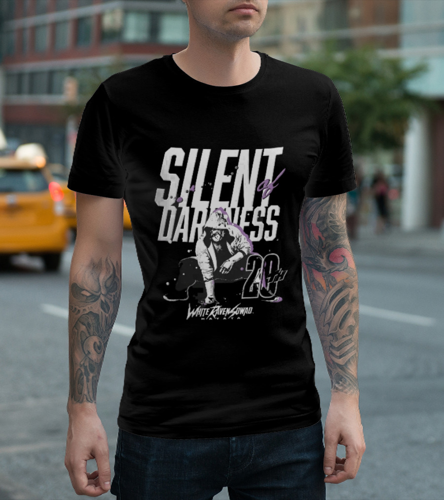 Silent Of Darkness White Raven 20th Masked Hooded Wrestler Halftone T-Shirt