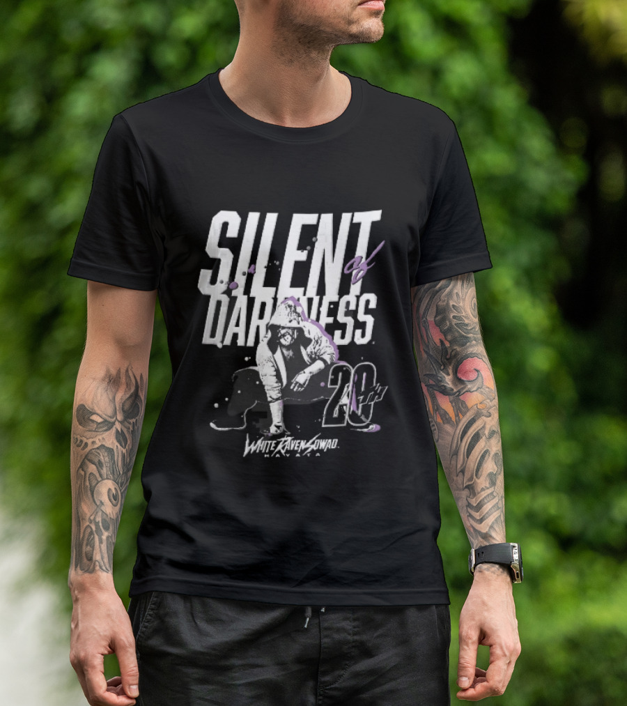 Silent Of Darkness White Raven 20th Masked Hooded Wrestler Halftone T-Shirt