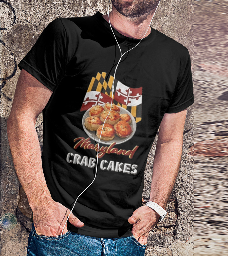 Maryland Crab Cakes Plate With State Flag T-Shirt