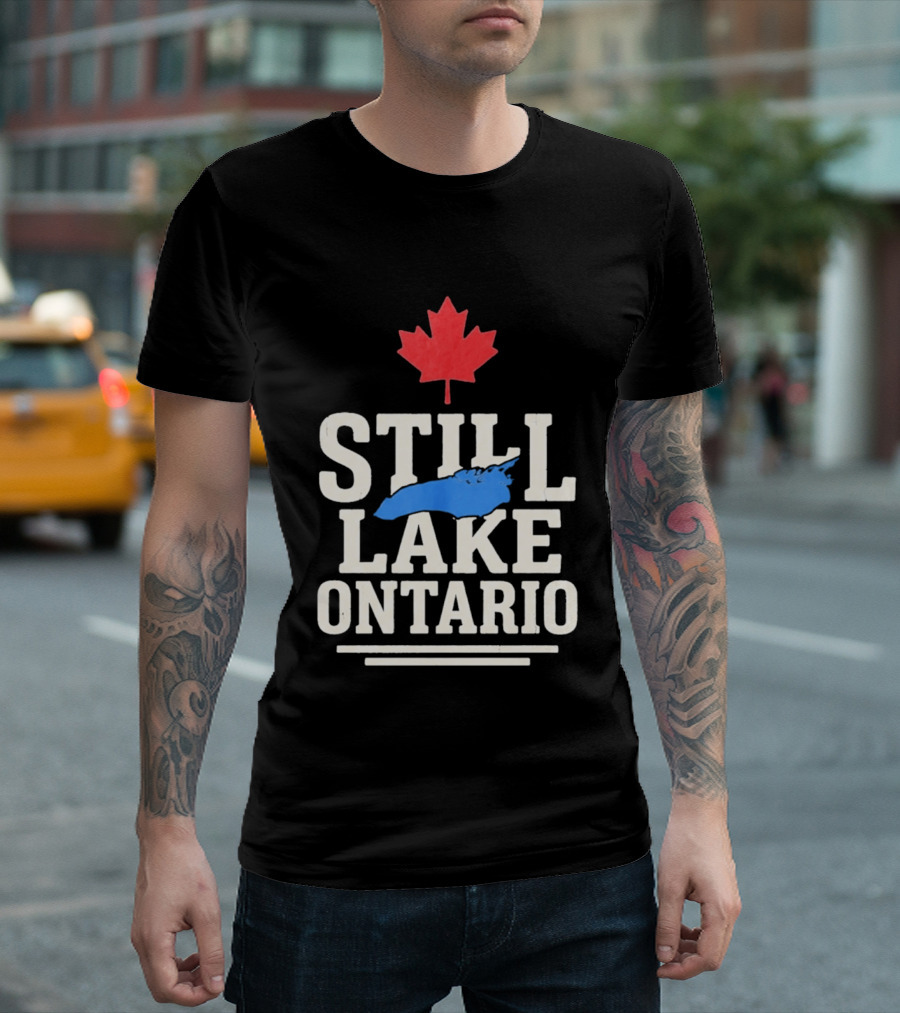 Still Lake Ontario Canada Map 2026 Red Maple Leaf T-Shirt