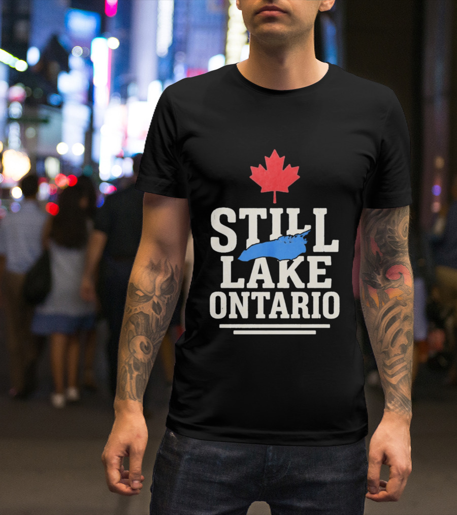 Still Lake Ontario Canada Map 2026 Red Maple Leaf T-Shirt