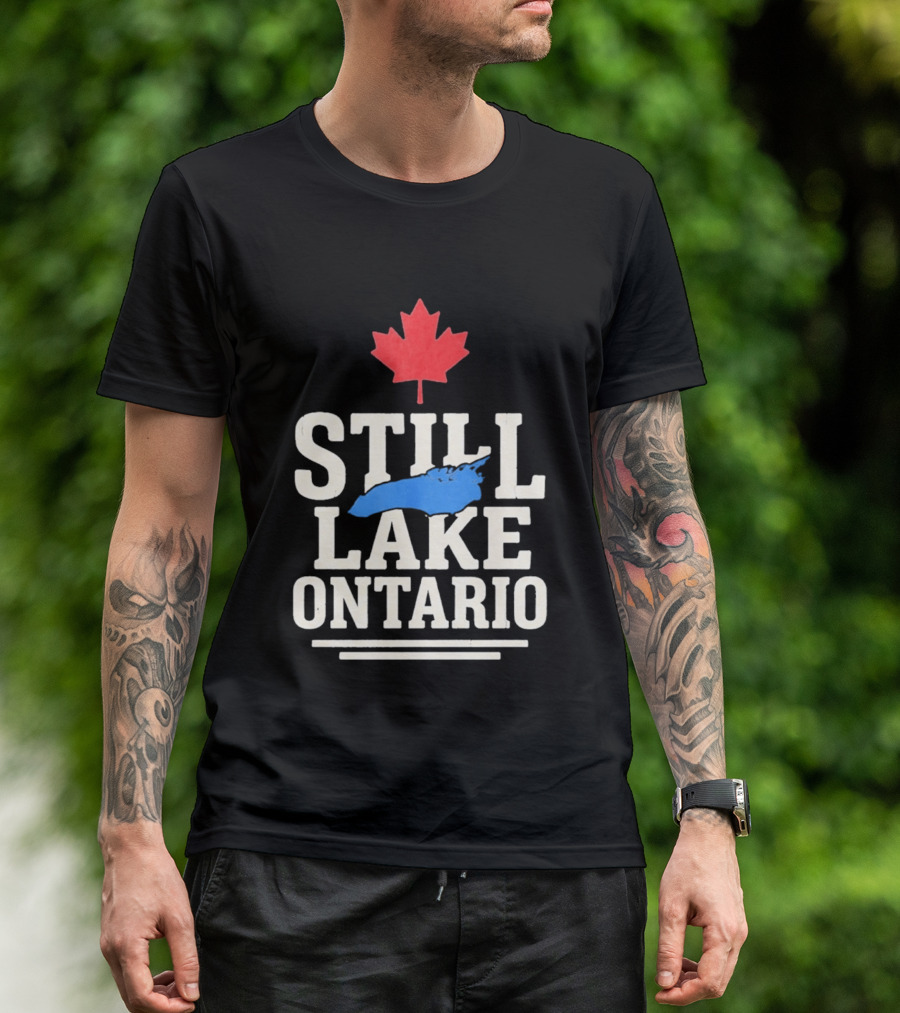 Still Lake Ontario Canada Map 2026 Red Maple Leaf T-Shirt