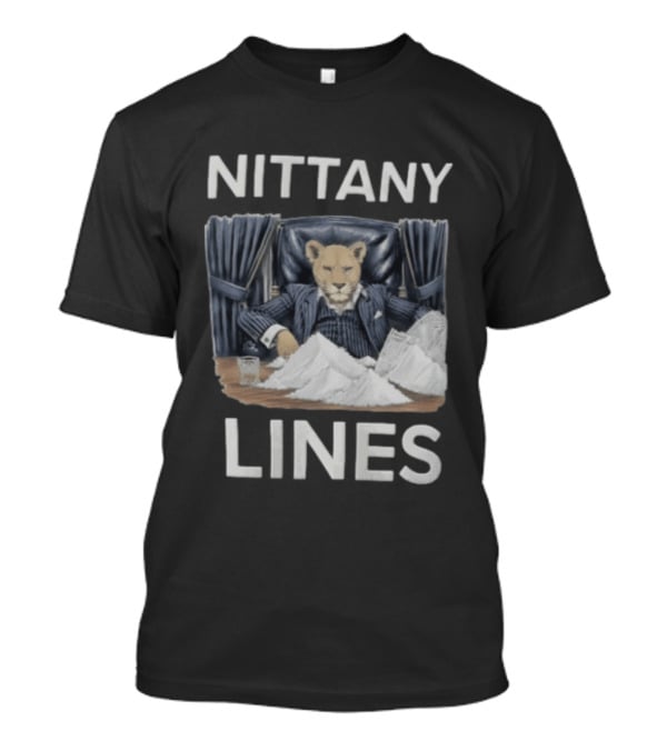 Nittany Lines Lion Tony Montana Pinstripe Suit Powder Pile T-Shirt
