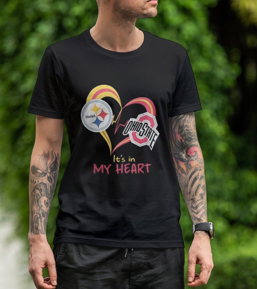 Pittsburgh Steelers Ohio State Buckeyes It's In My Heart EKG Pulse Line T-Shirt