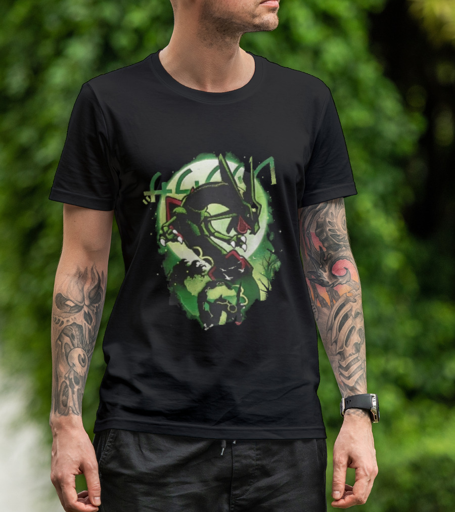 Rayquaza Umbreon Full Moon Forest Green Glow Pokemon T-Shirt