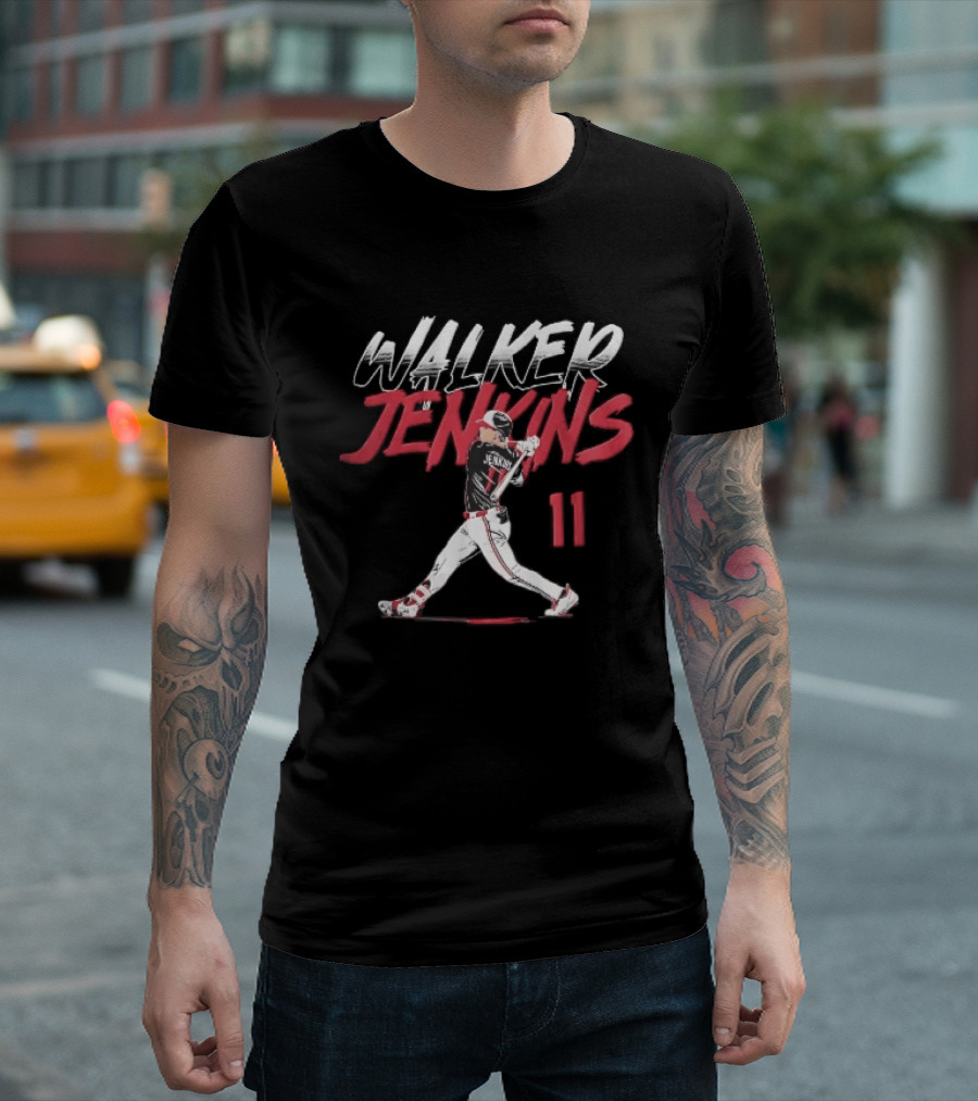 Walker Jenkins 11 Minnesota Twins MLB Baseball Batter Swinging Bat Brush T-Shirt
