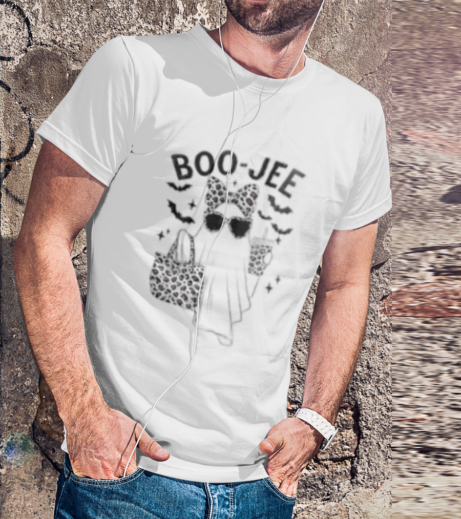 Boo Jee Halloween Ghost Leopard Bow Bag And Glasses T-Shirt