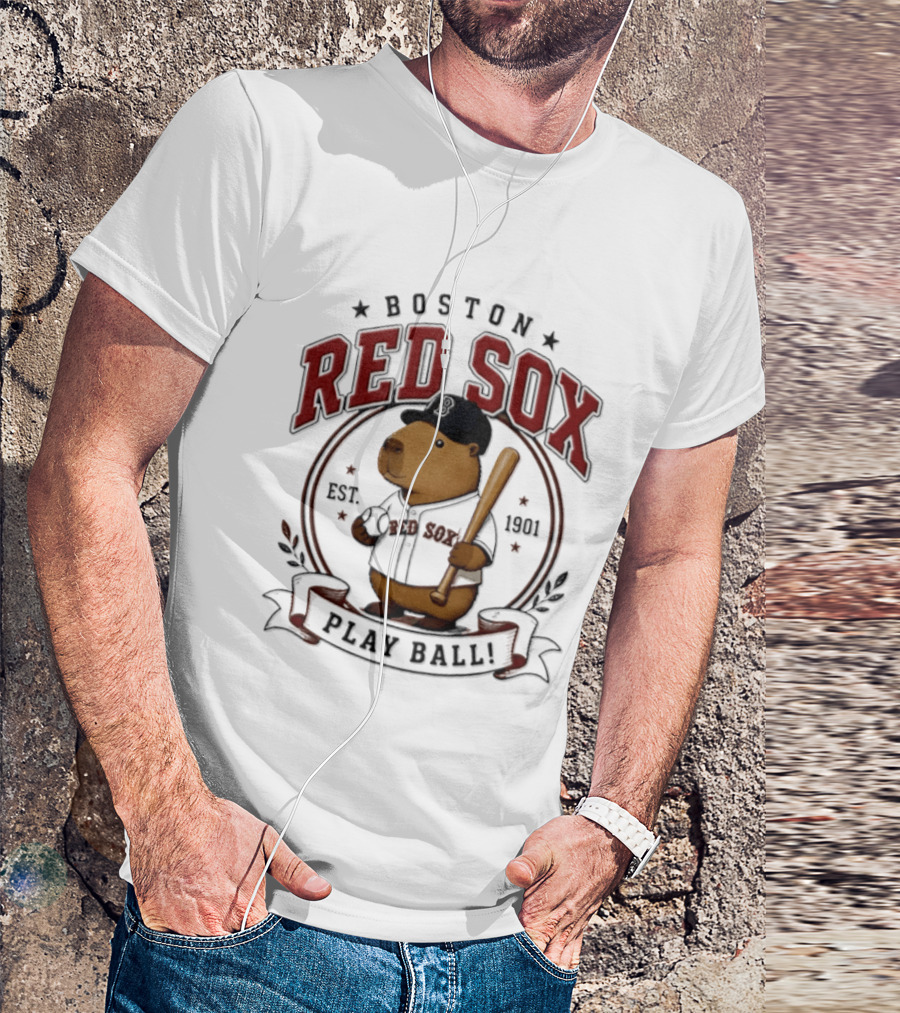 Boston Red Sox Capybara Play Ball Est 1901 Baseball MLB T-Shirt