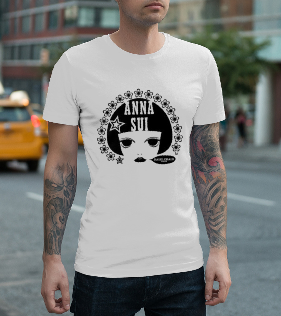 Anna Sui Daisy Chains Iconic Face Floral Circle T-Shirt