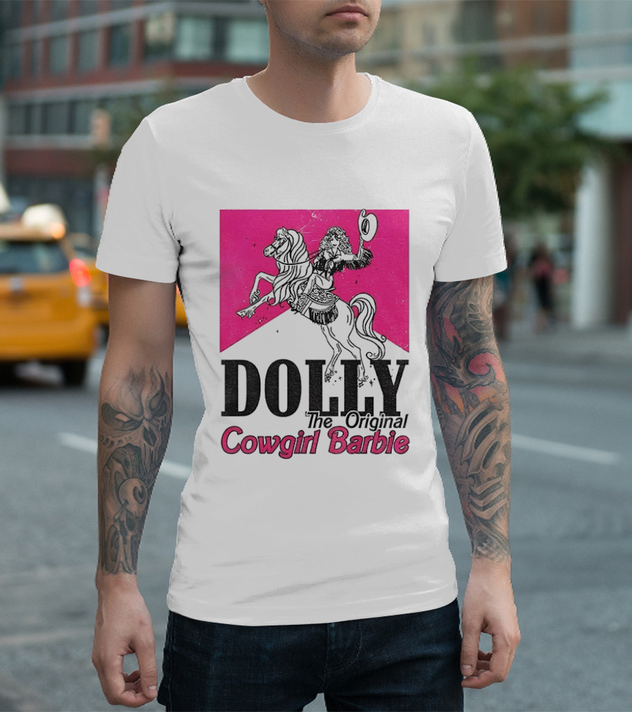 Dolly The Original Cowgirl Barbie Pink Riding Horse T-Shirt