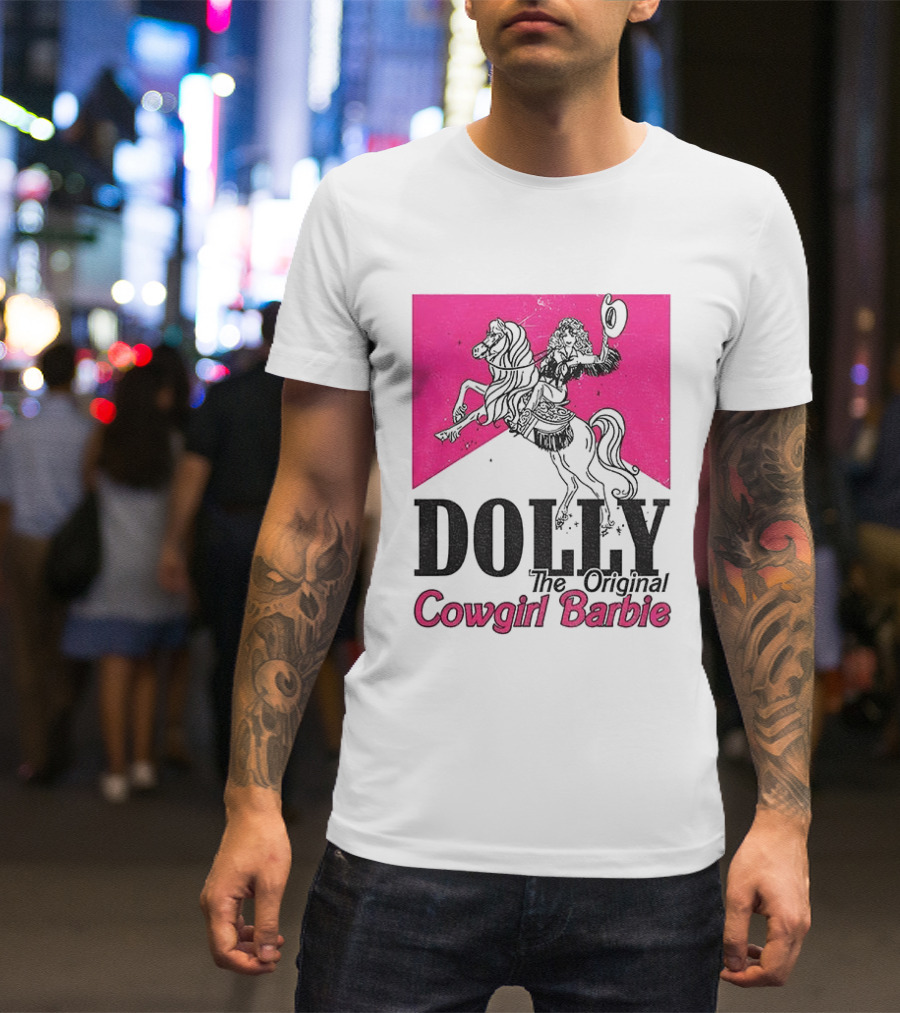 Dolly The Original Cowgirl Barbie Pink Riding Horse T-Shirt