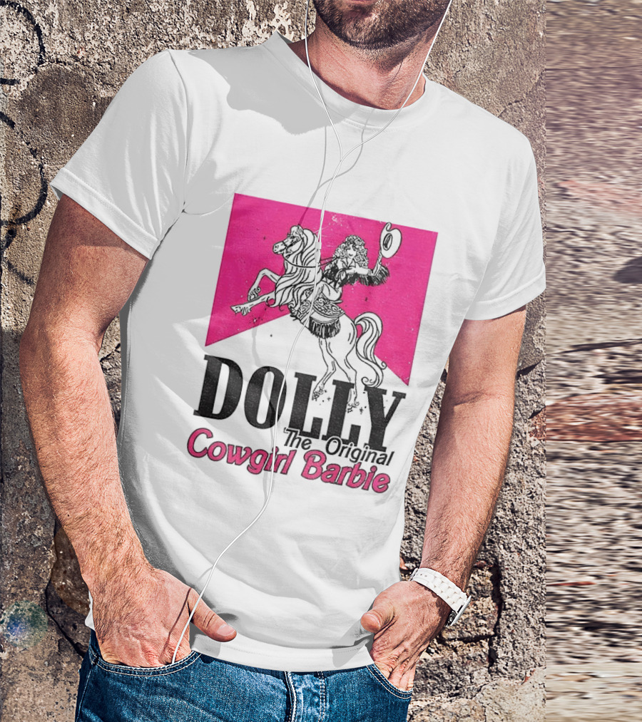 Dolly The Original Cowgirl Barbie Pink Riding Horse T-Shirt