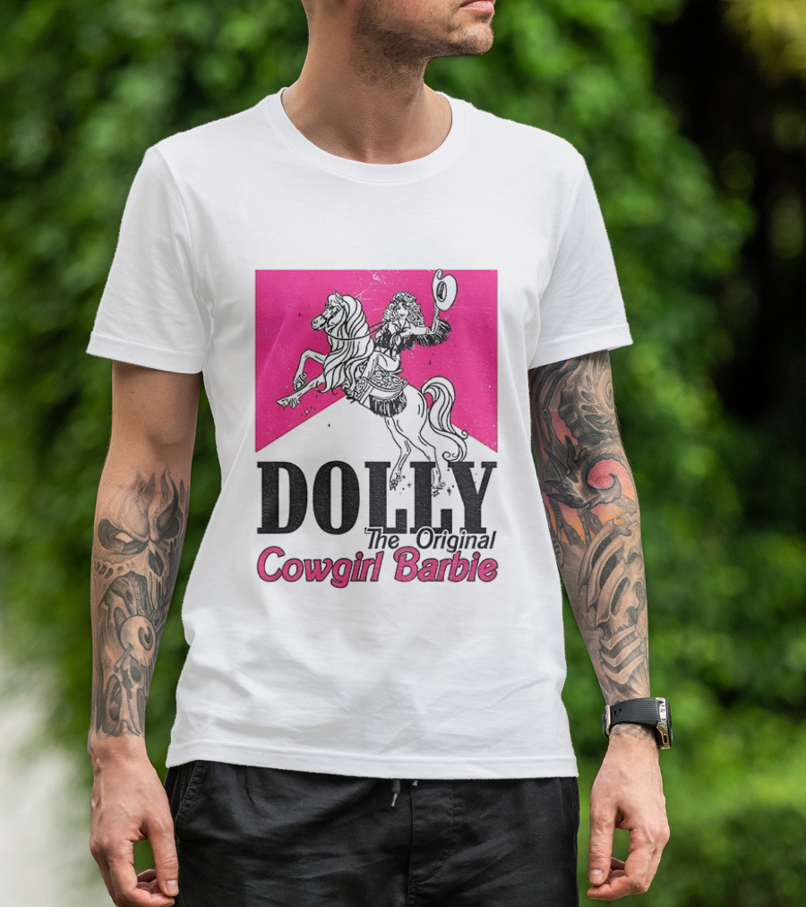 Dolly The Original Cowgirl Barbie Pink Riding Horse T-Shirt