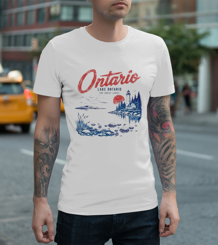 Ontario Lake Ontario The Great Lakes Lighthouse Scene T-Shirt